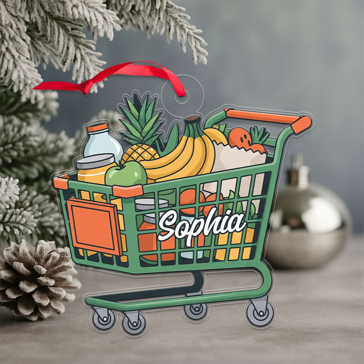 Personalized Shopping Cart Ornament, Custom Funny Christmas Ornament, Shopaholic Holiday Gift, Quirky Decoration, Unique Xmas Keepsake