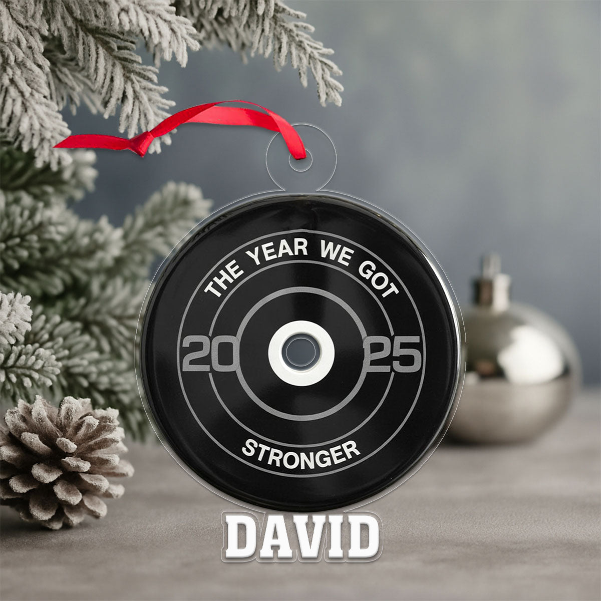 Custom Weightlifter Ornament with Barbell, Personalized Fitness Christmas Ornament, Funny Gym Lover Holiday Gift, Workout Keepsake