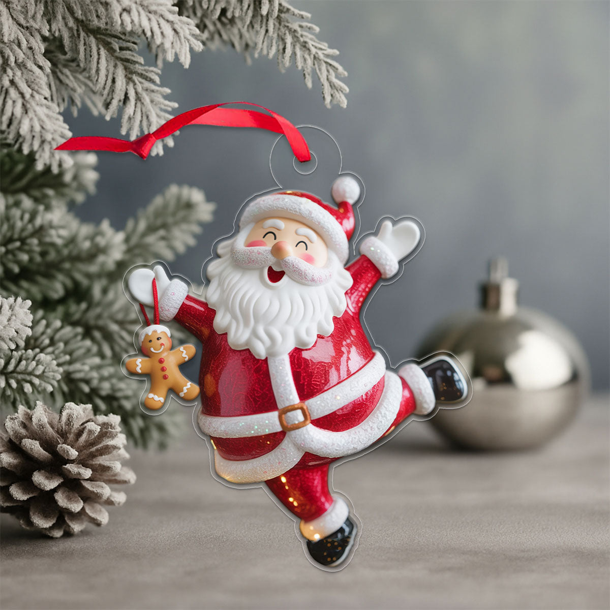 Personalized Santa Claus with Gingerbread Acrylic Ornament Christmas Gift