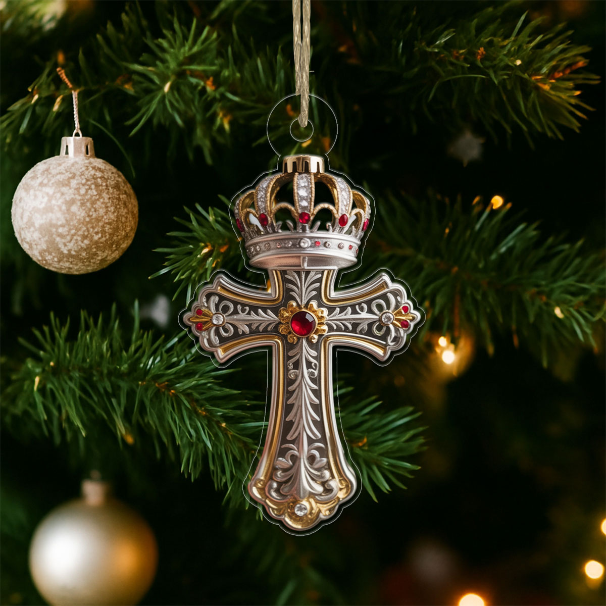 Cross And Crown 1 Acrylic Ornament Christmas Gift