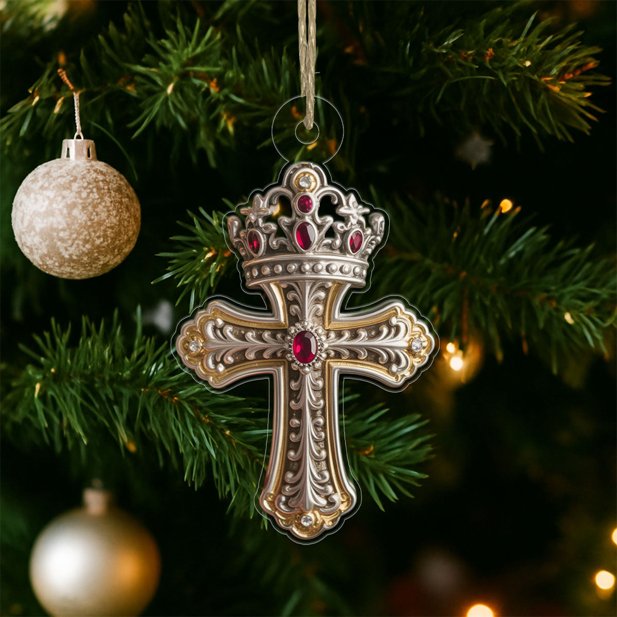 Cross And Crown Jesus Acrylic Ornament Christmas Gift