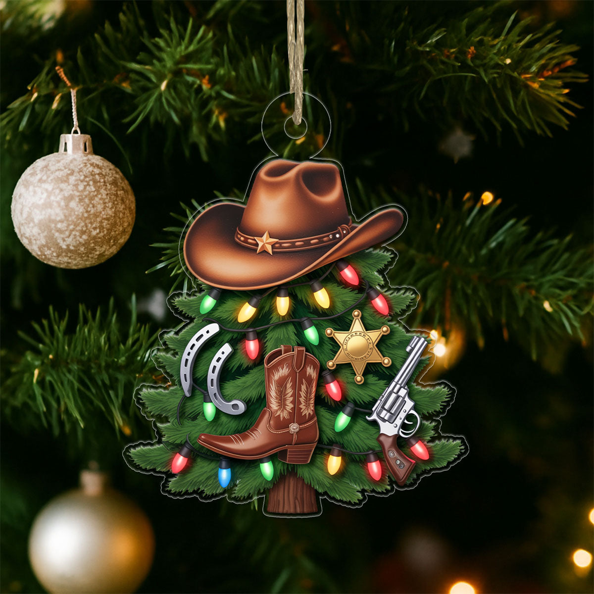 Personalized Cowboy Christmas Tree Acrylic Ornament Christmas Gifts