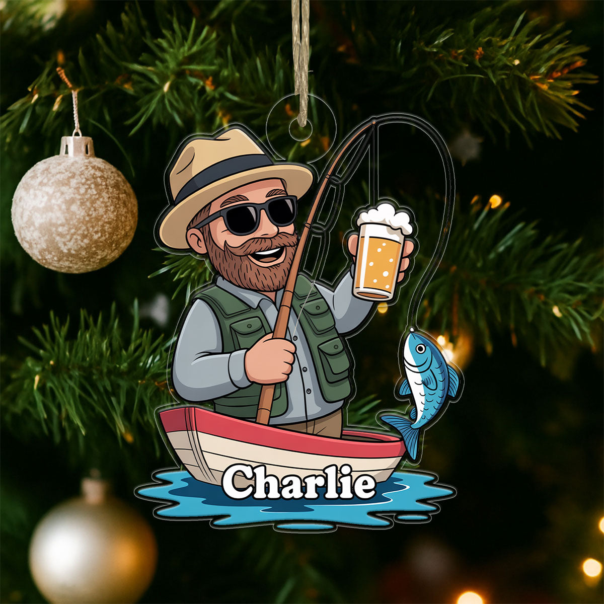 Caricature Fisherman2 Acrylic Ornament Christmas Gift