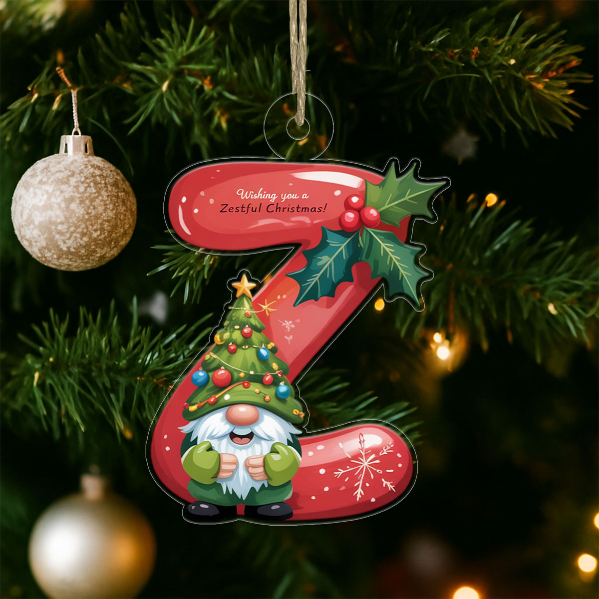 Christmas Initial Letter Z Acrylic Ornaments copy Acrylic Ornament Christmas Gift
