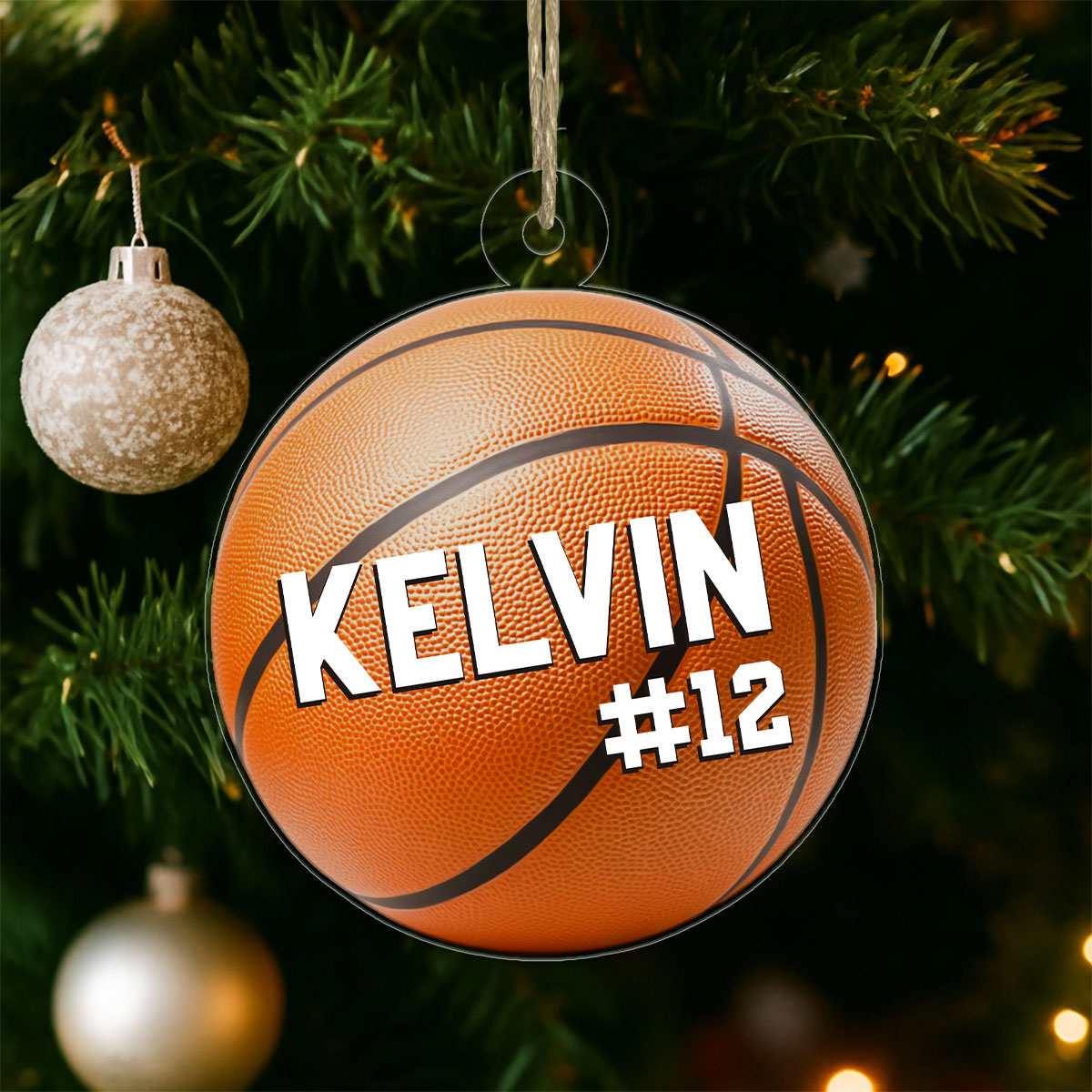 Custom Name And Number Basketball Xmas Acrylic Ornament Christmas Gift