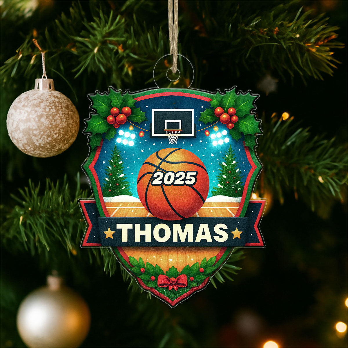 Custom Name Basketball Xmas Acrylic Ornament Christmas Gift