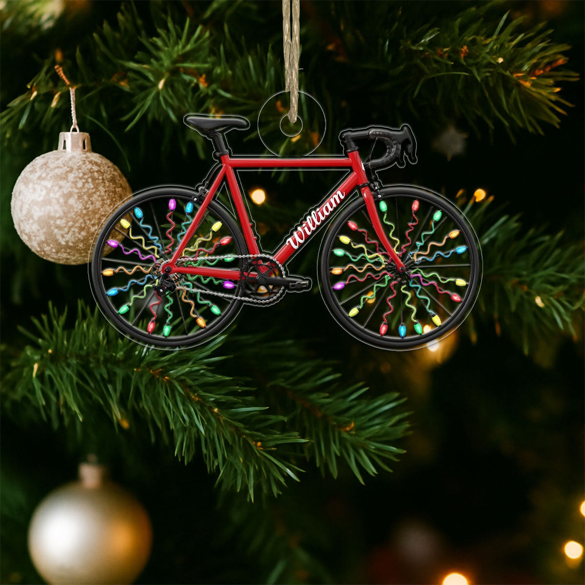 Custom Name Bicycle Xmas Acrylic Ornament Christmas Gift