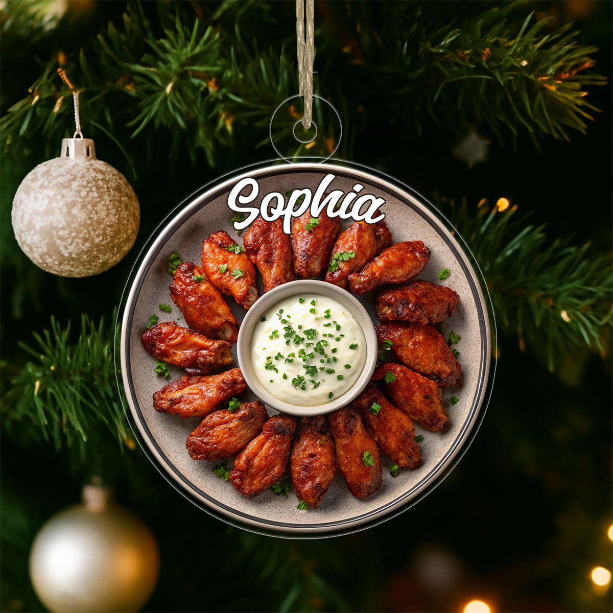 Custom Name Buffalo Chicken Wings Acrylic Ornament Christmas Gift