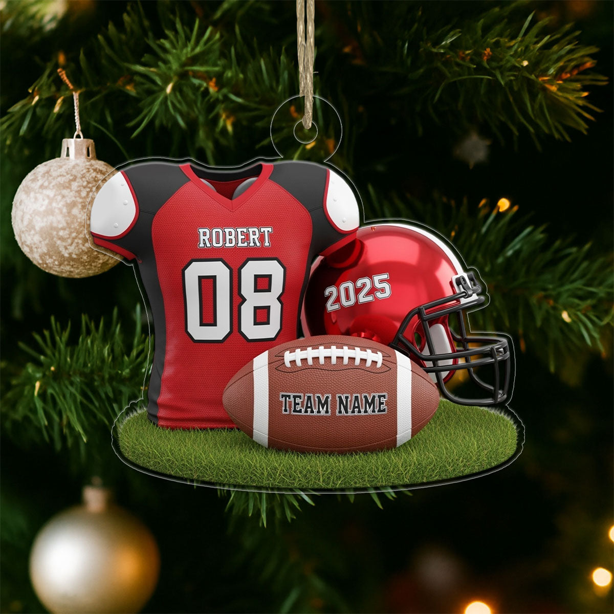 Custom Name Football Player Uniform Acrylic Ornament Christmas Gift
