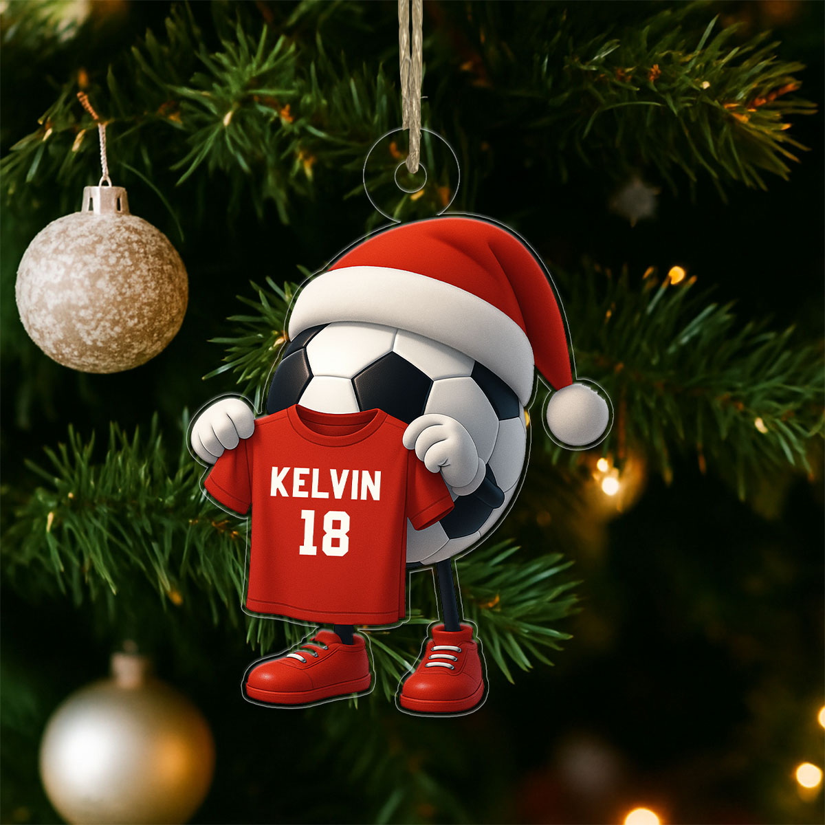 Custom Name Soccer Christmas Acrylic Ornament Christmas Gift