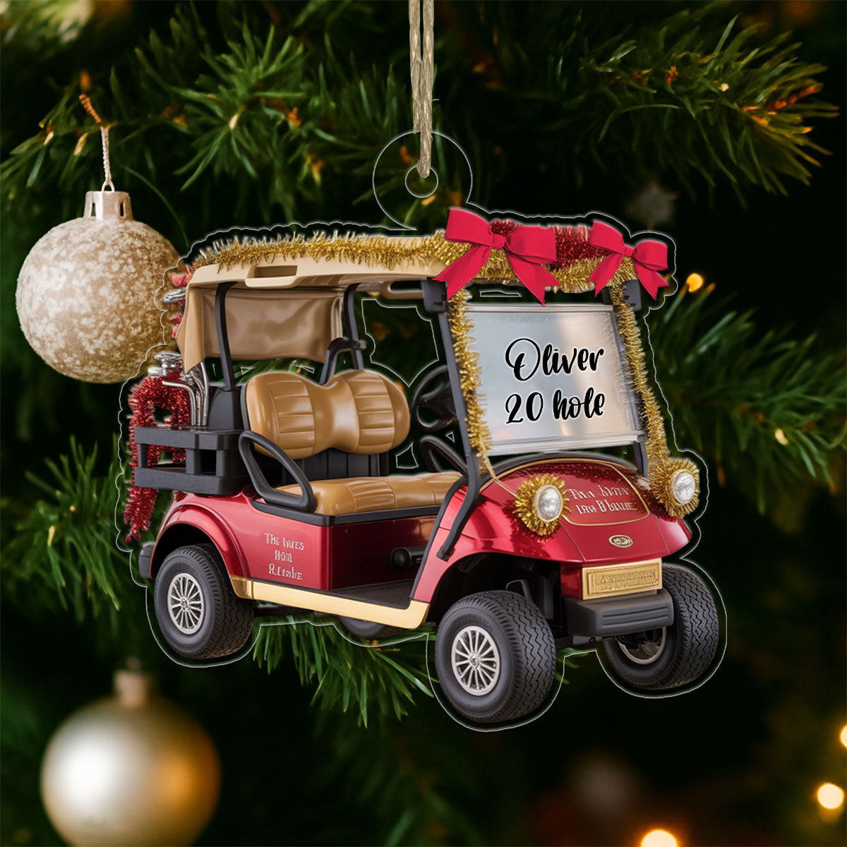 Custom Name Golf Car Christmas Acrylic Ornament Christmas Gift