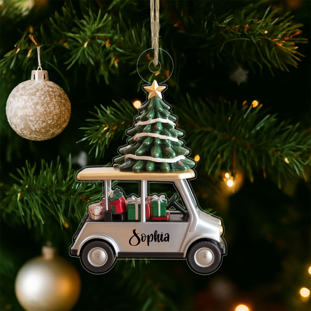 Custom Name Golf Cart For Sport Lover Acrylic Ornament Christmas Gift