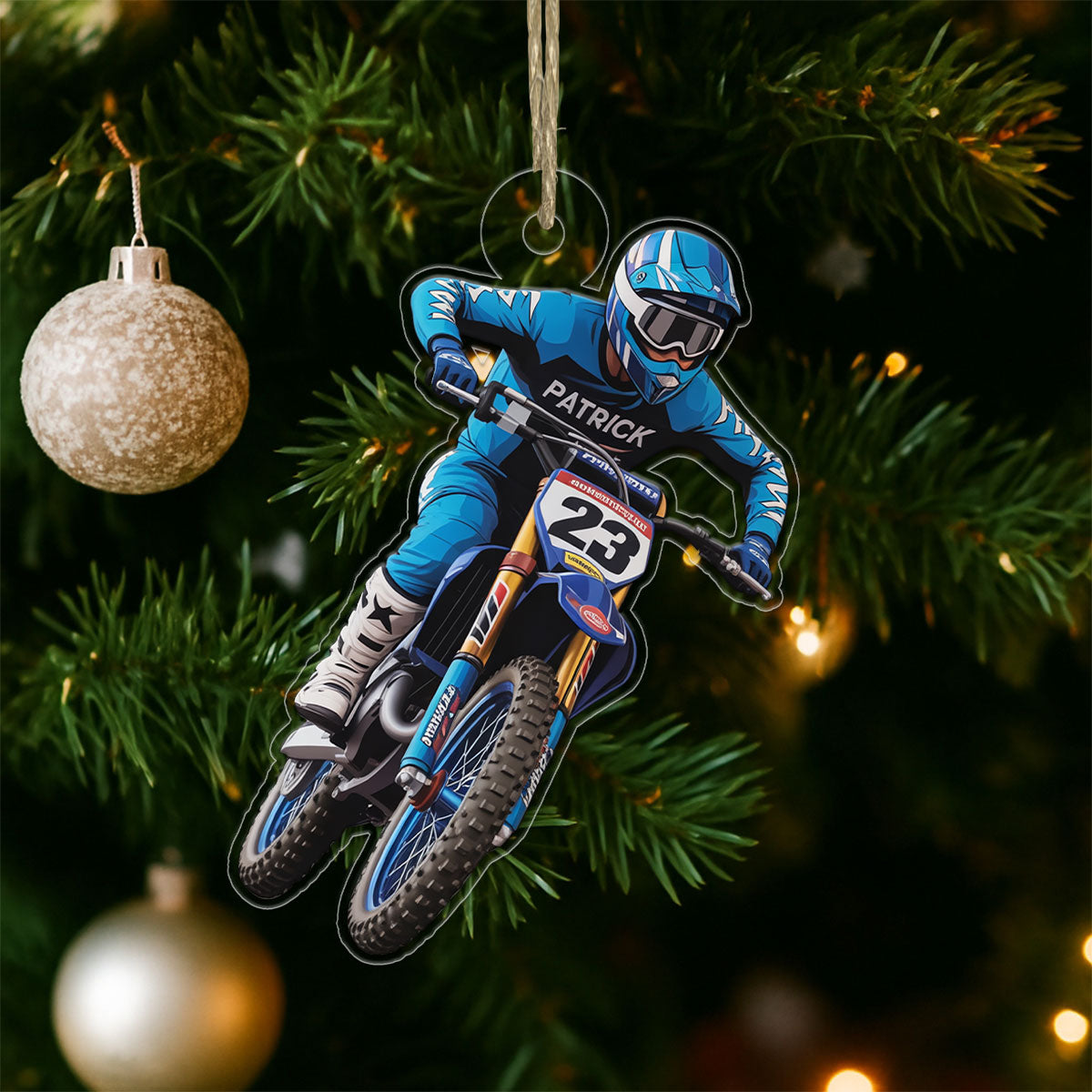 Custom Name Motocross Dirt Bike Christmas Ornament 2 Acrylic Ornament Christmas Gift