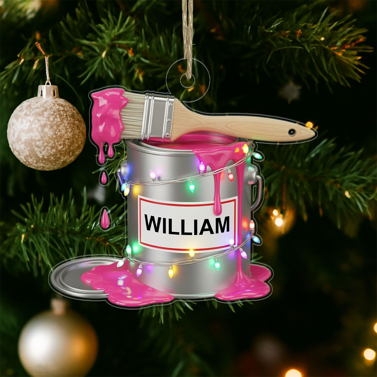 Custom Name Paint Bucket for Painters Acrylic Ornament Christmas Gift