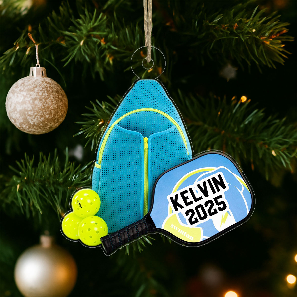 Custom Name Pickleball Player Acrylic Ornament Christmas Gift