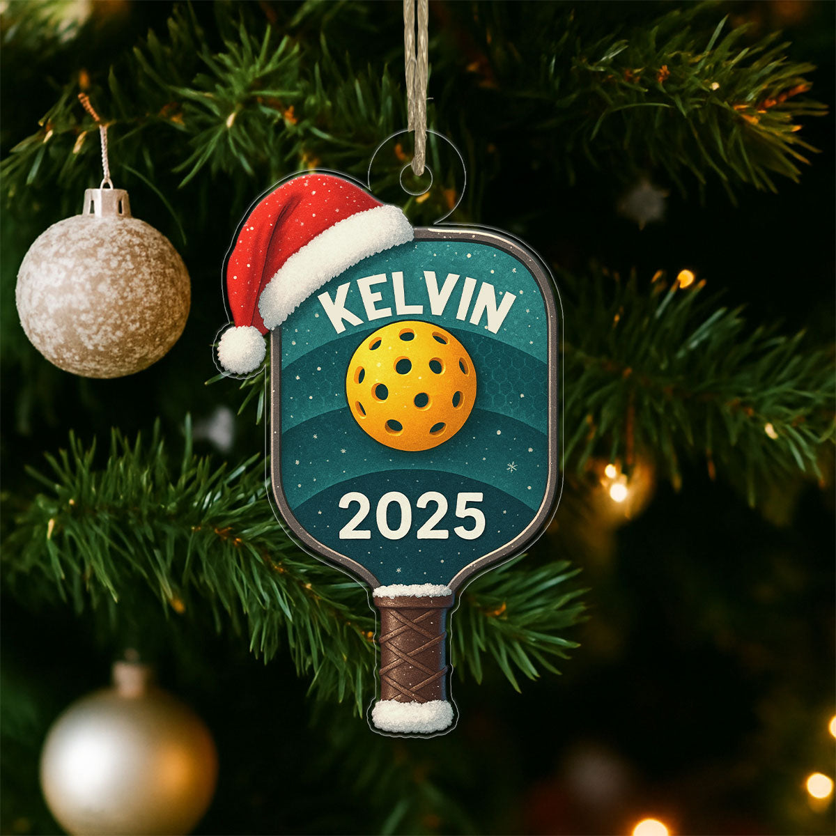 Custom Name Pickleball Racket Acrylic Ornament Christmas Gift