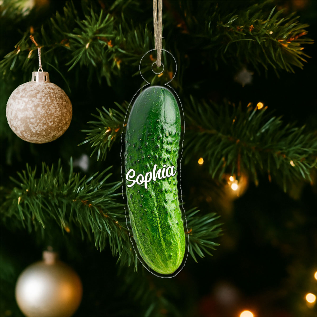 Custom Name Cucumber Xmas Acrylic Ornament Christmas Gift