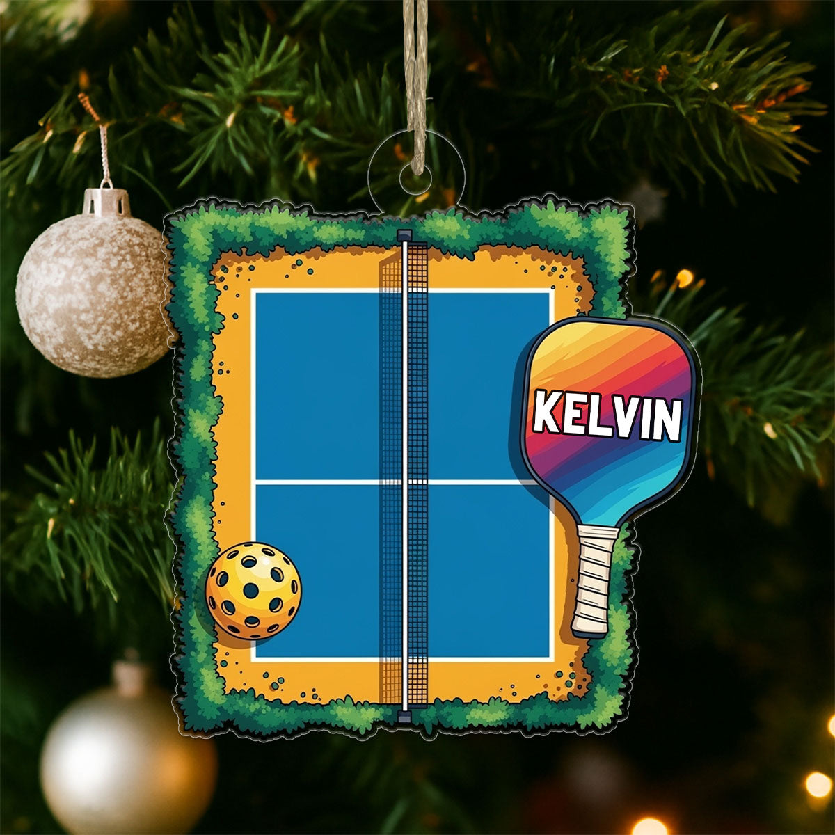 Custom Name Pickleball Xmas Acrylic Ornament Christmas Gift