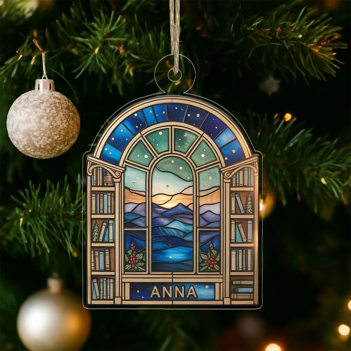 Custom Name Reading Lover Acrylic Ornament Christmas Gift