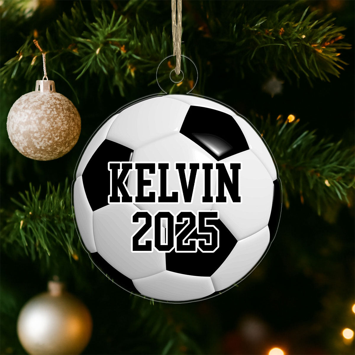 Custom Name Soccer Ball Sport Lover Acrylic Ornament Christmas Gift