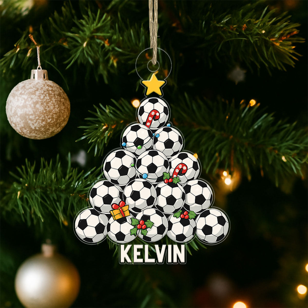 Custom Name Soccer Sport Lover Acrylic Ornament Christmas Gift