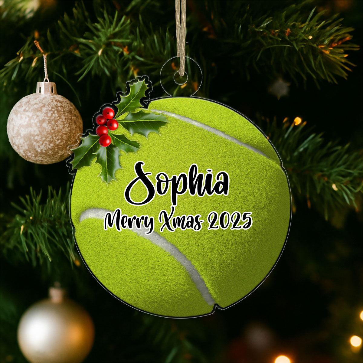 Custom Name Tennis Ball Acrylic Ornament Christmas Gift