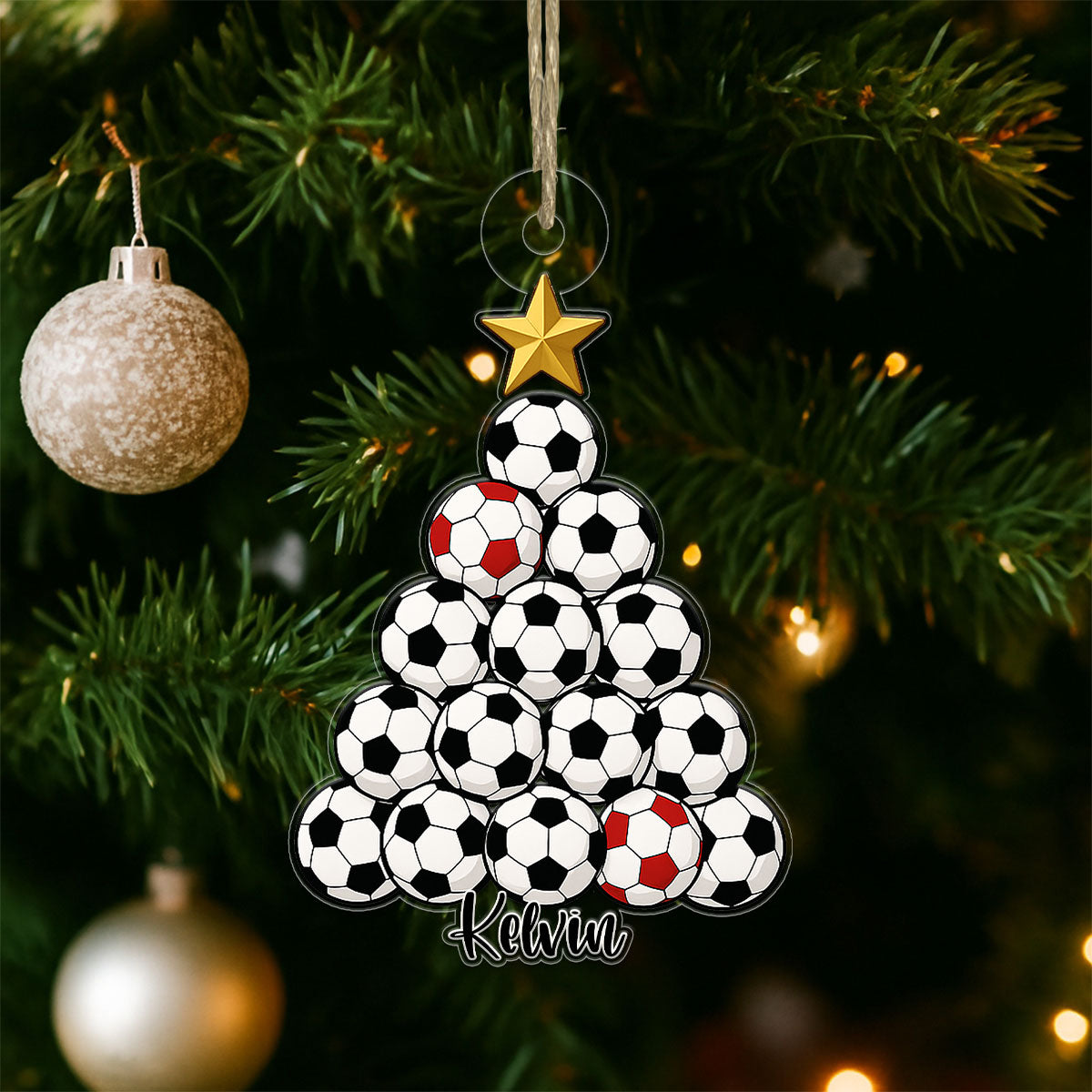 Custom Name Soccer Christmas Acrylic Ornament Christmas Gift