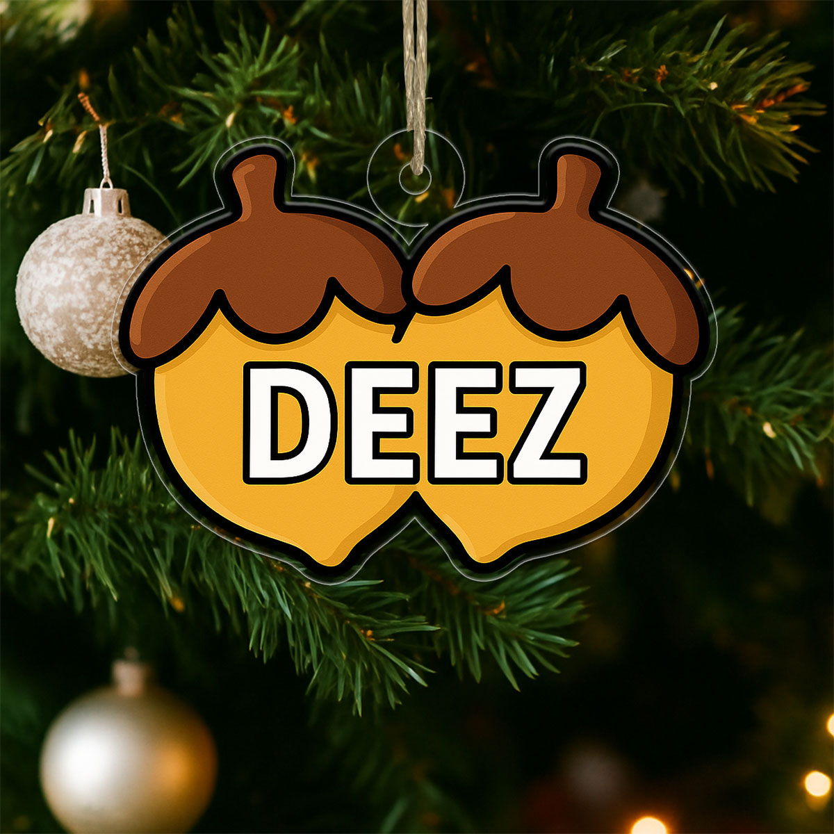 Deez Nuts Ornament, Funny Meme Gag Gift, Christmas Ornament, Holiday Humor Decoration, Adult Christmas Keepsake