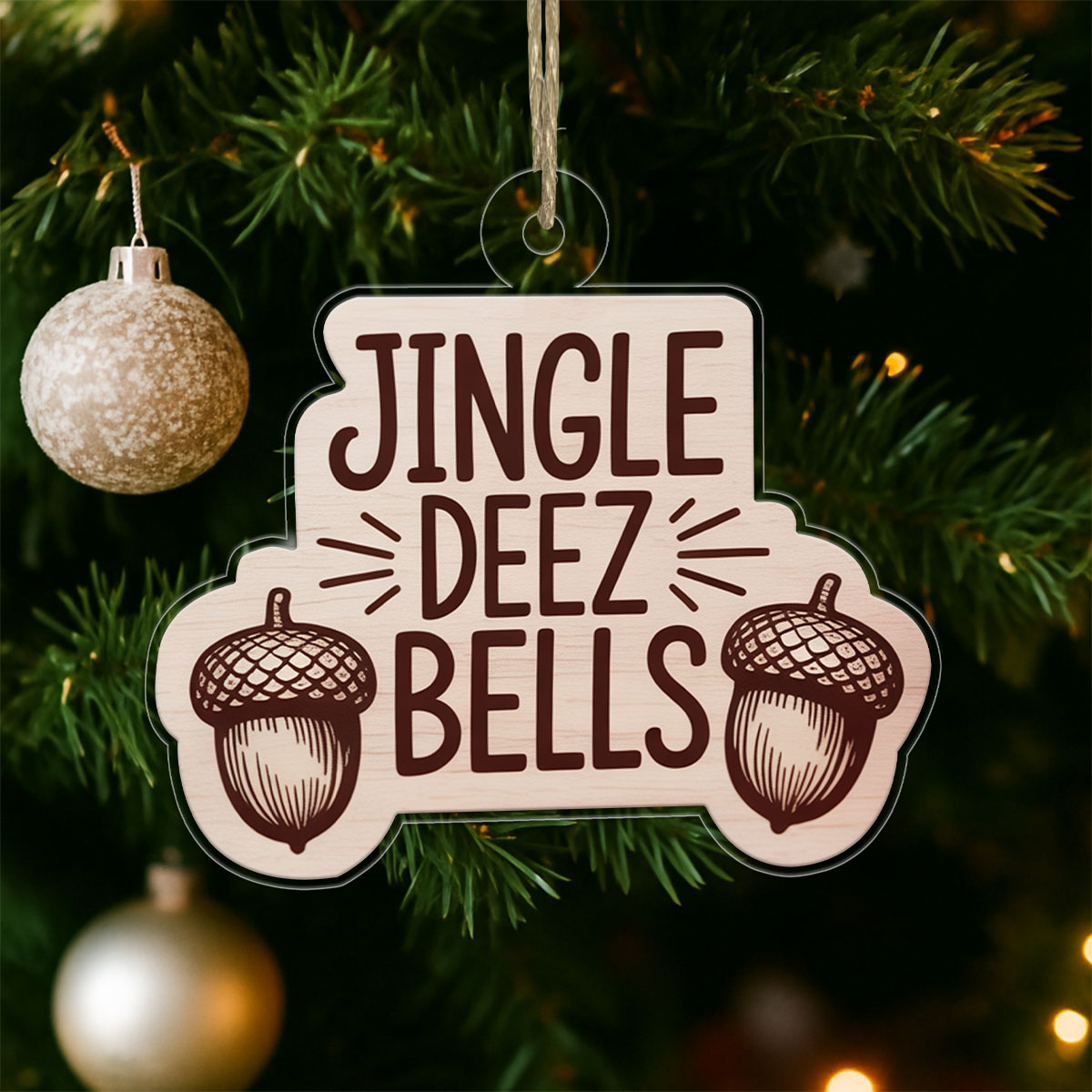 Deez Nuts Funny Ornament, Inappropriate Christmas Ornament, Naughty Adult Gag Gift, Joke Ornament, Holiday Humor Decoration