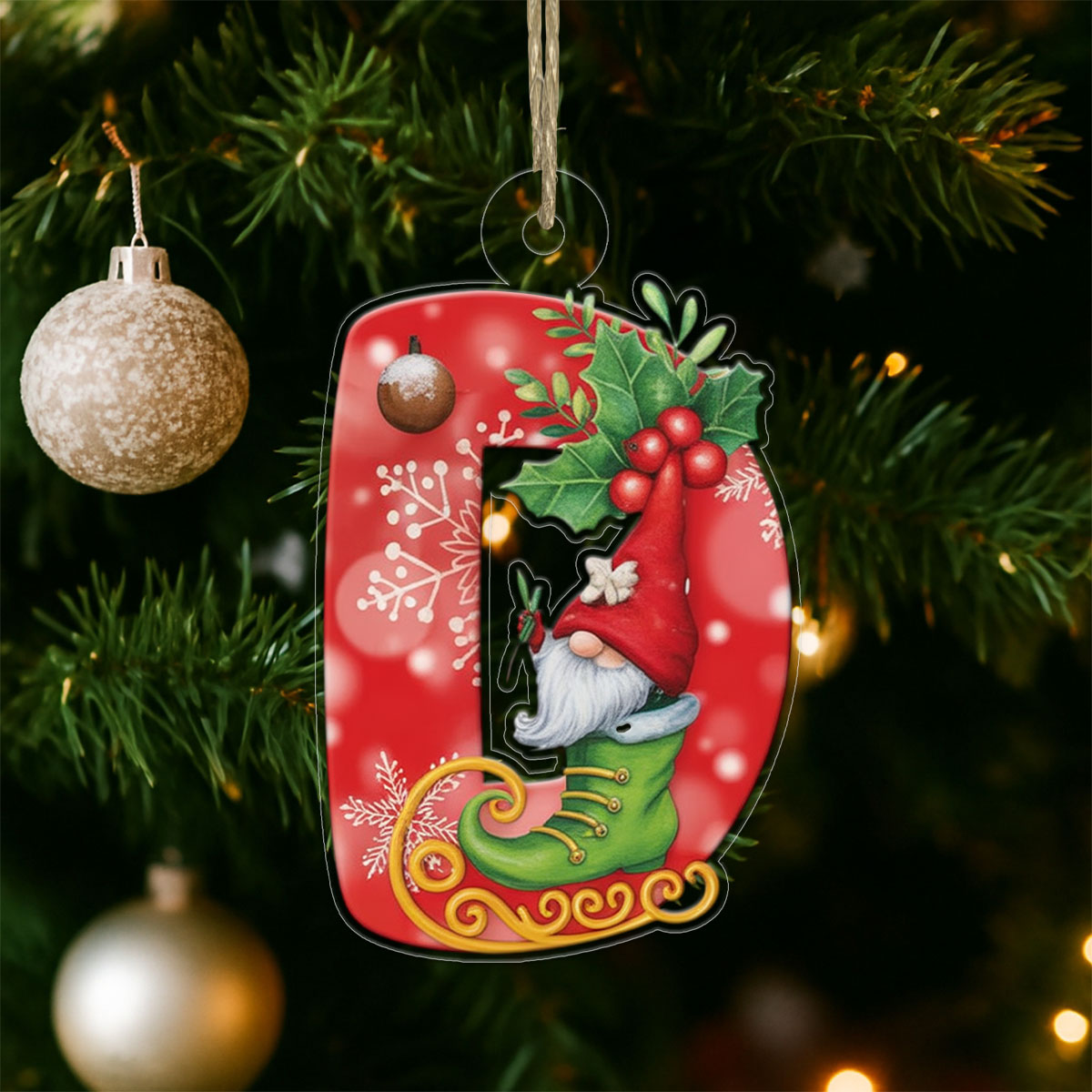 Letter D Xmas Tree Acrylic Ornament Christmas Gift