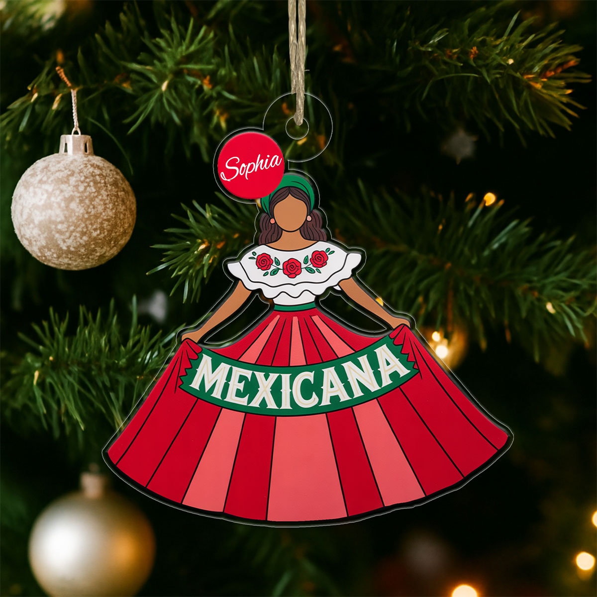 Custom Name Mexicana Acrylic Ornament Christmas Gift