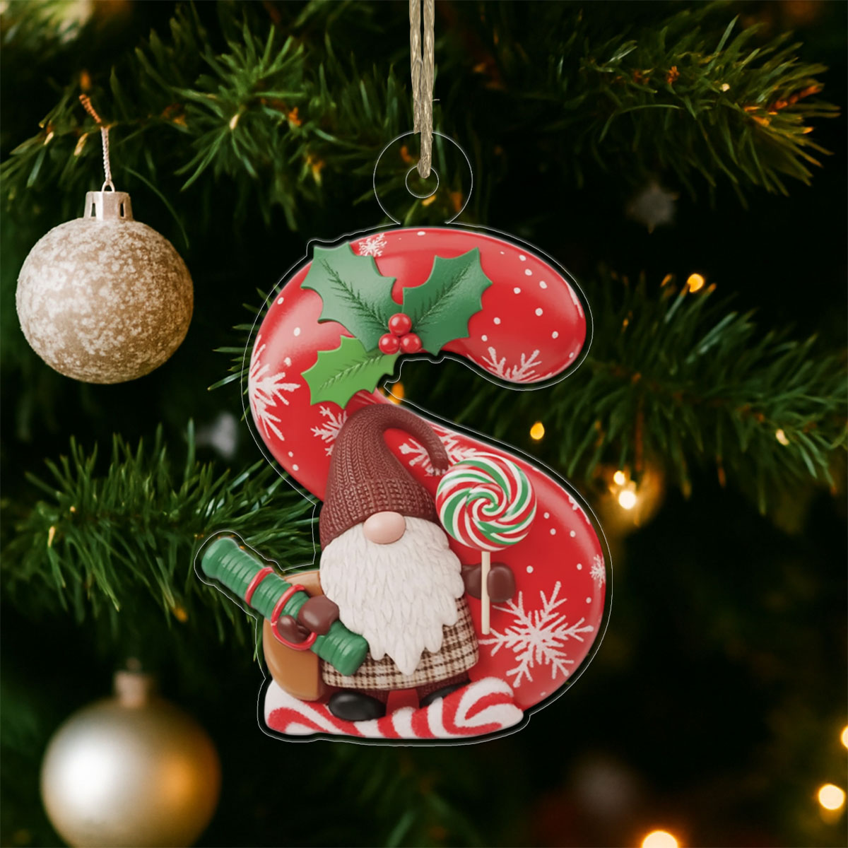 Ornament Christmas Initial Letter S Acrylic copy Acrylic Ornament Christmas Gift