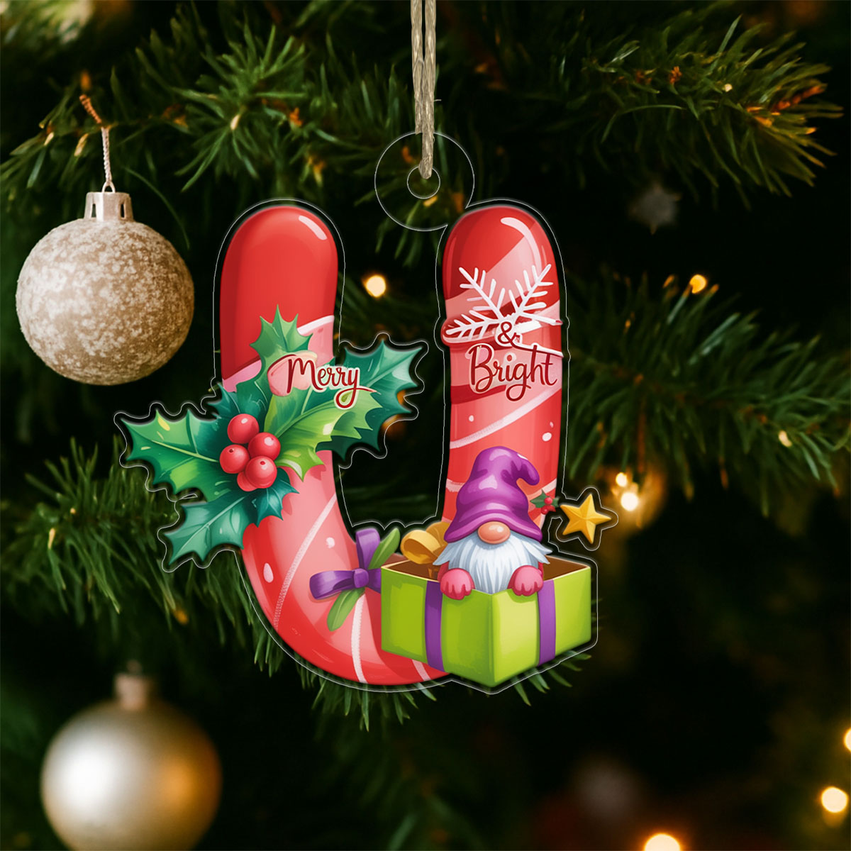 Ornament Christmas Initial Letter U Acrylic copy Acrylic Ornament Christmas Gift