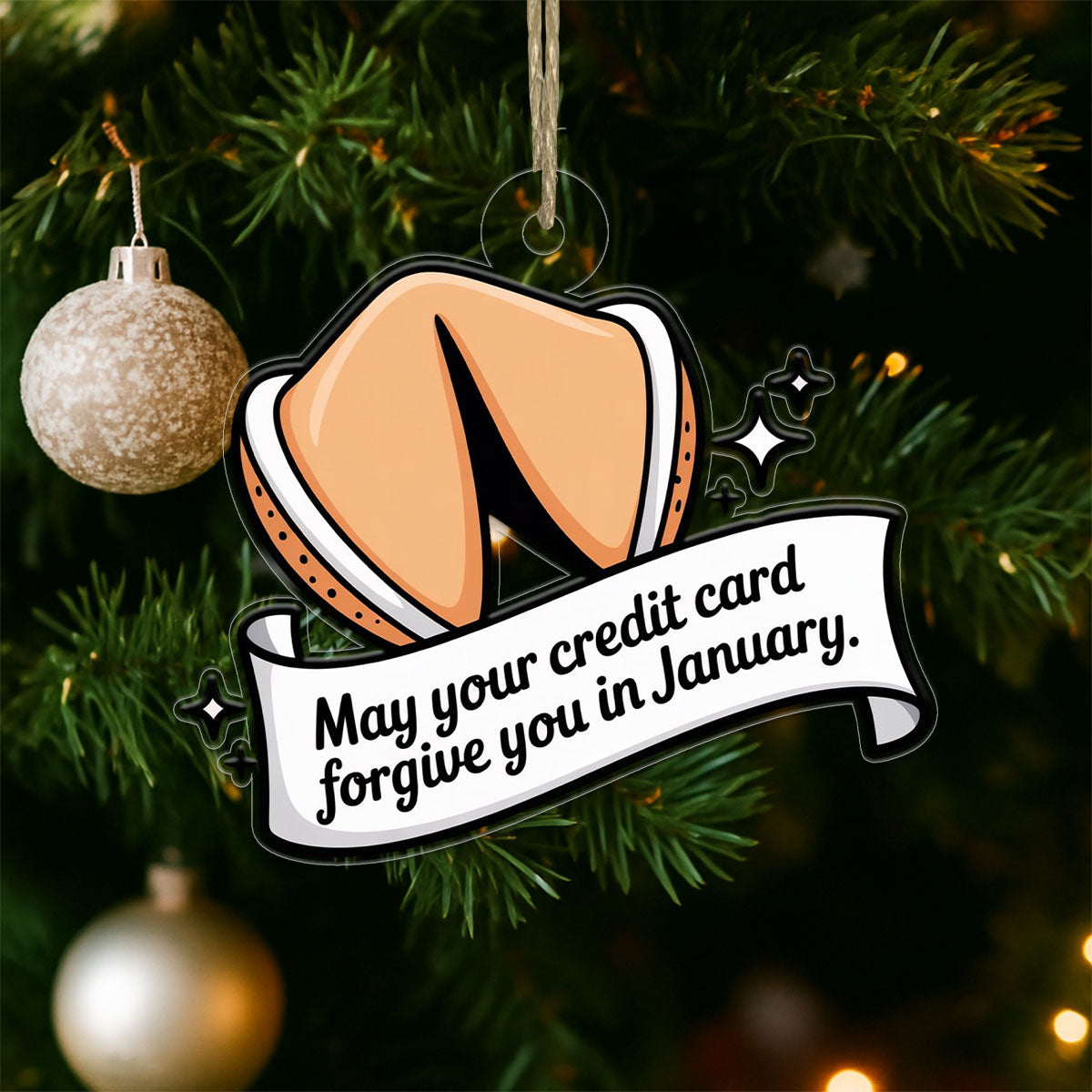 Funny Personalized Fortune Cookie Ornament, Custom Holiday Decoration, Gag Gift for Friends, Food Lover Christmas Keepsake, Unique Ornament