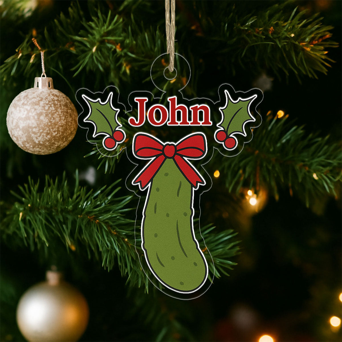 Custom Pickle Christmas Ornament, Personalized Funny Holiday Ornament, Christmas Pickle Gift, Unique Gag Decoration, Holiday Keepsake