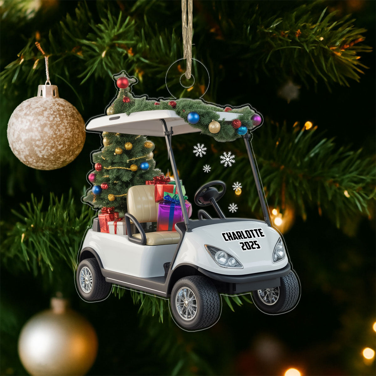 Personalized Golf Cart Xmas Gift Acrylic Ornament Christmas Gift