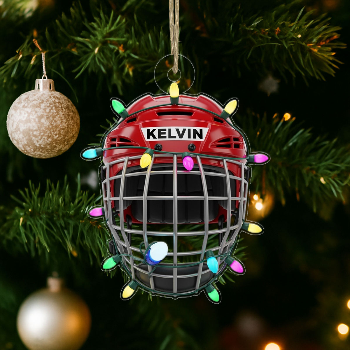 Personalized Ice Hockey Helmet Acrylic Ornament Christmas Gift