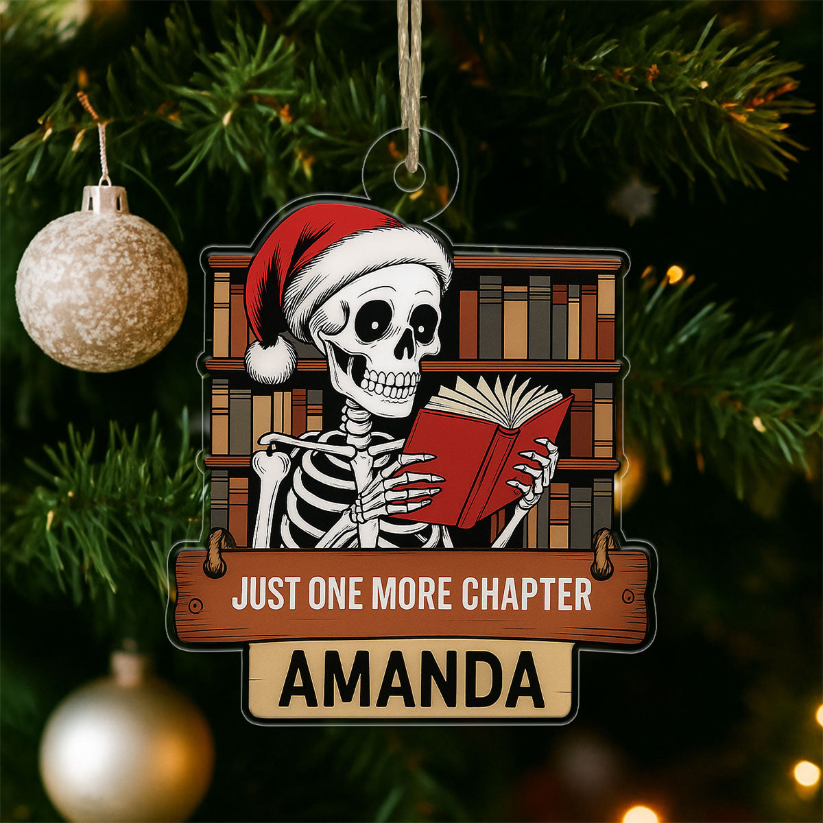 Personalized Just One More Chapter Ornament, Custom Book Lover Christmas Ornament, Holiday Reading Gift, Bookworm Decor, Literary Keepsake