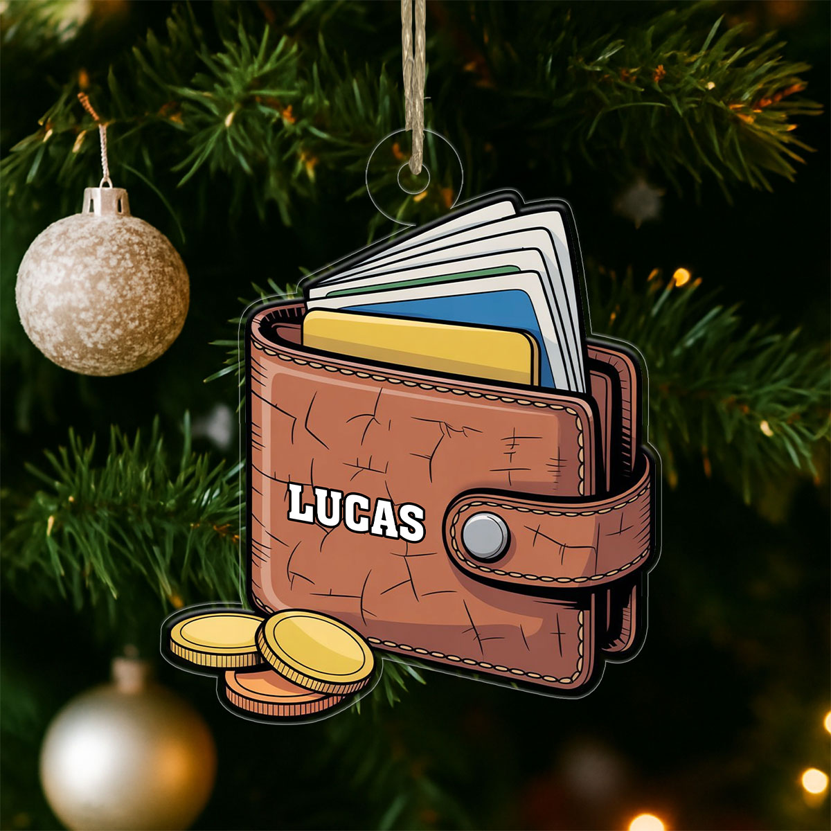 Personalized Men Wallet Ornament, Custom Christmas Ornament for Him, Holiday Gift for Men, Unique Keepsake Decoration, Funny Xmas Ornament