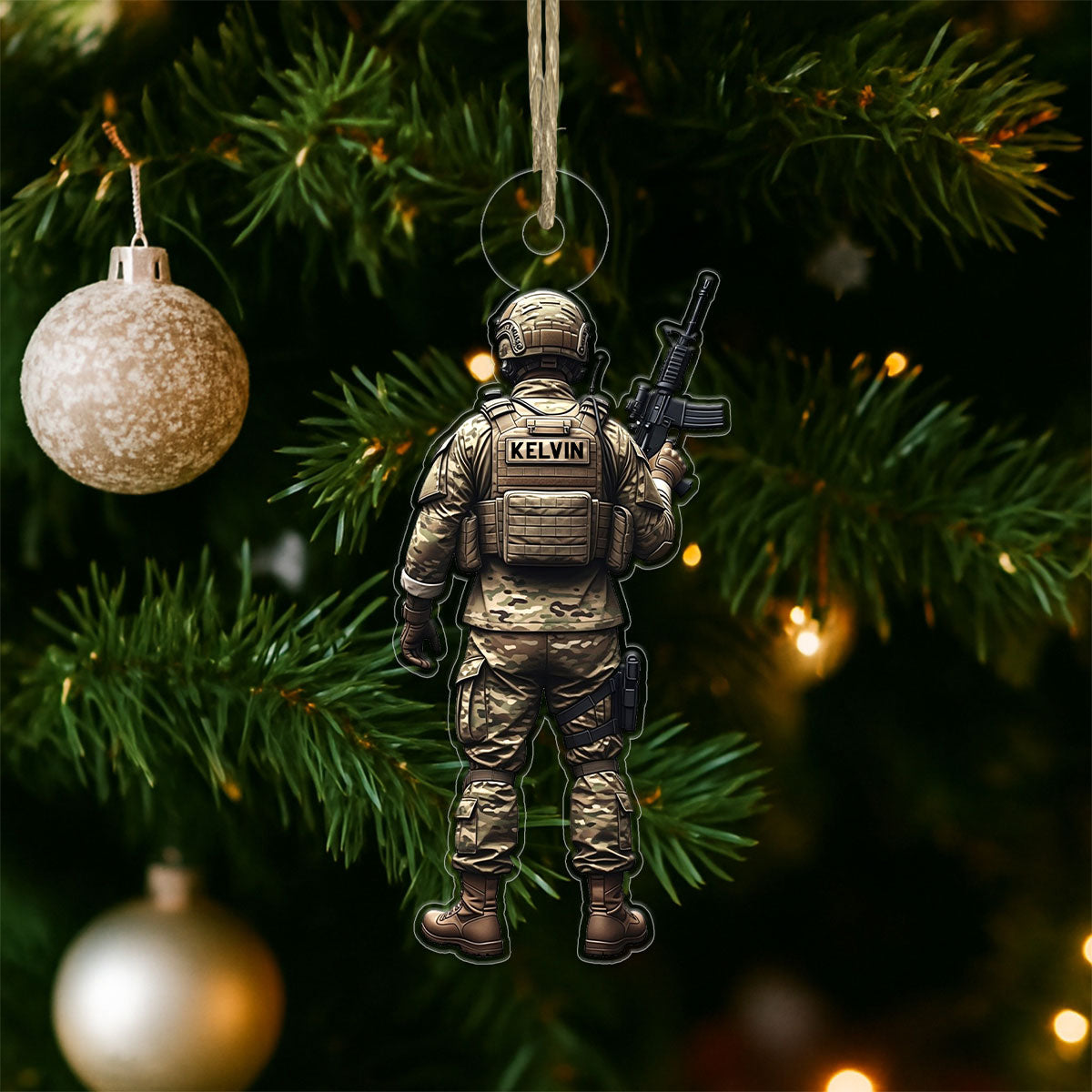 Personalized Military Uniform Army Acrylic Ornament Christmas Gift