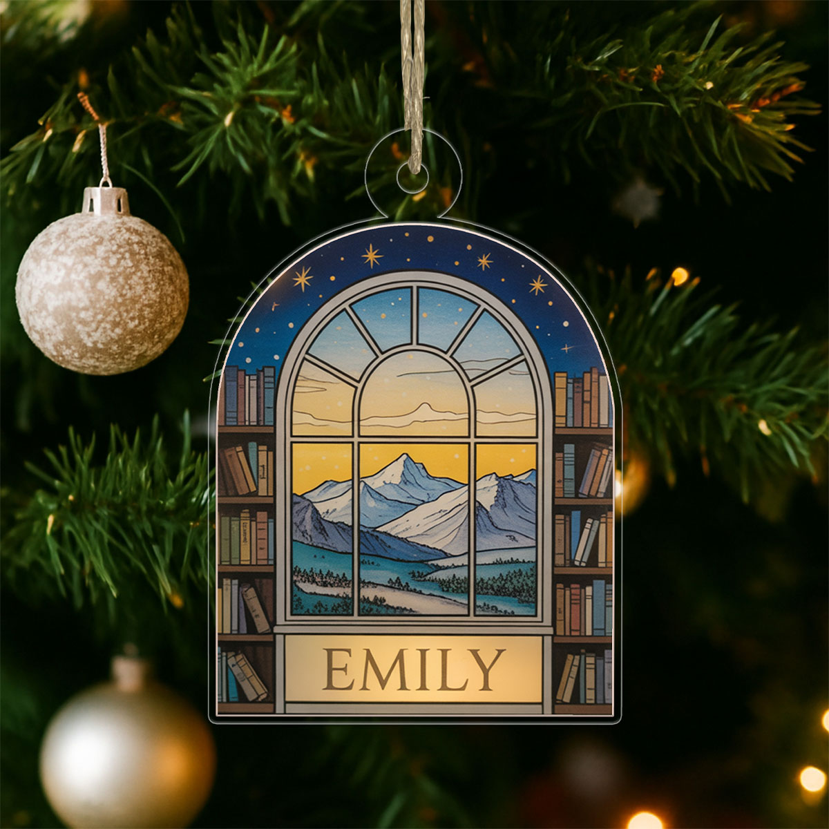 Personalized Night Court Bookshelf 4D Ornament 3 Acrylic Ornament Christmas Gift