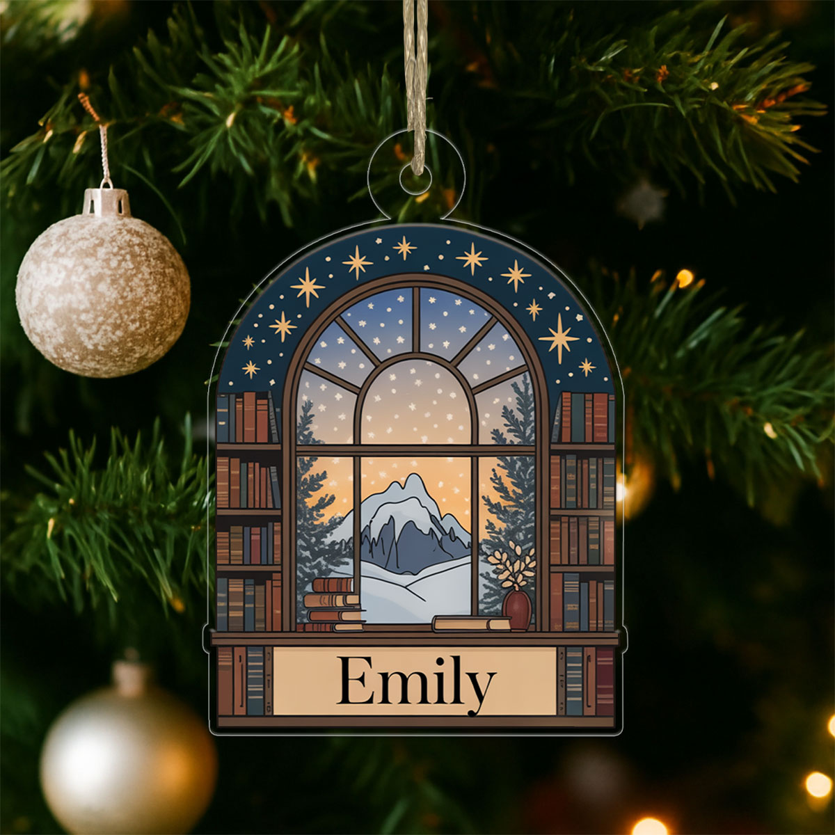 Personalized Night Court Bookshelf 4D Ornament 4 Acrylic Ornament Christmas Gift