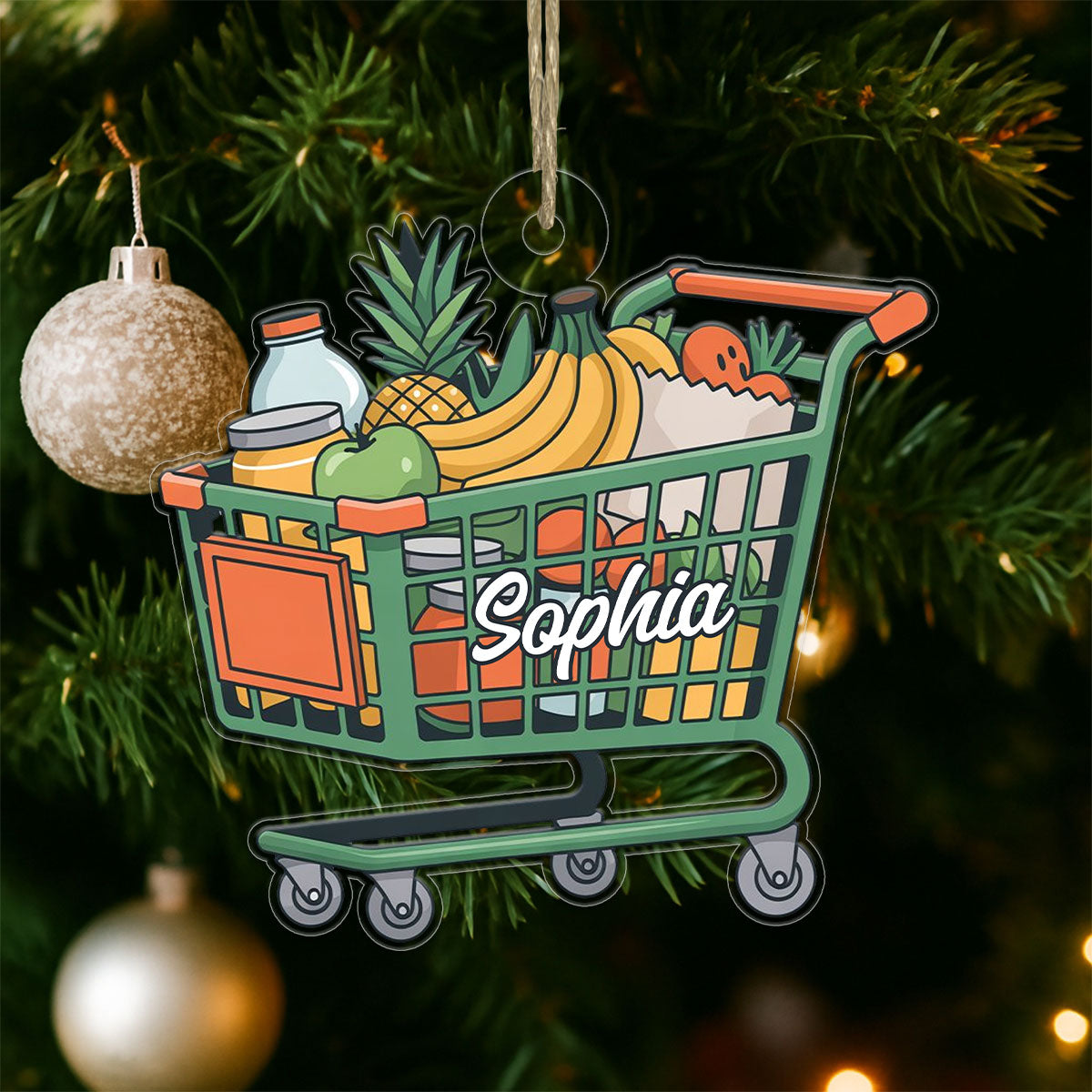 Personalized Shopping Cart Ornament, Custom Funny Christmas Ornament, Shopaholic Holiday Gift, Quirky Decoration, Unique Xmas Keepsake