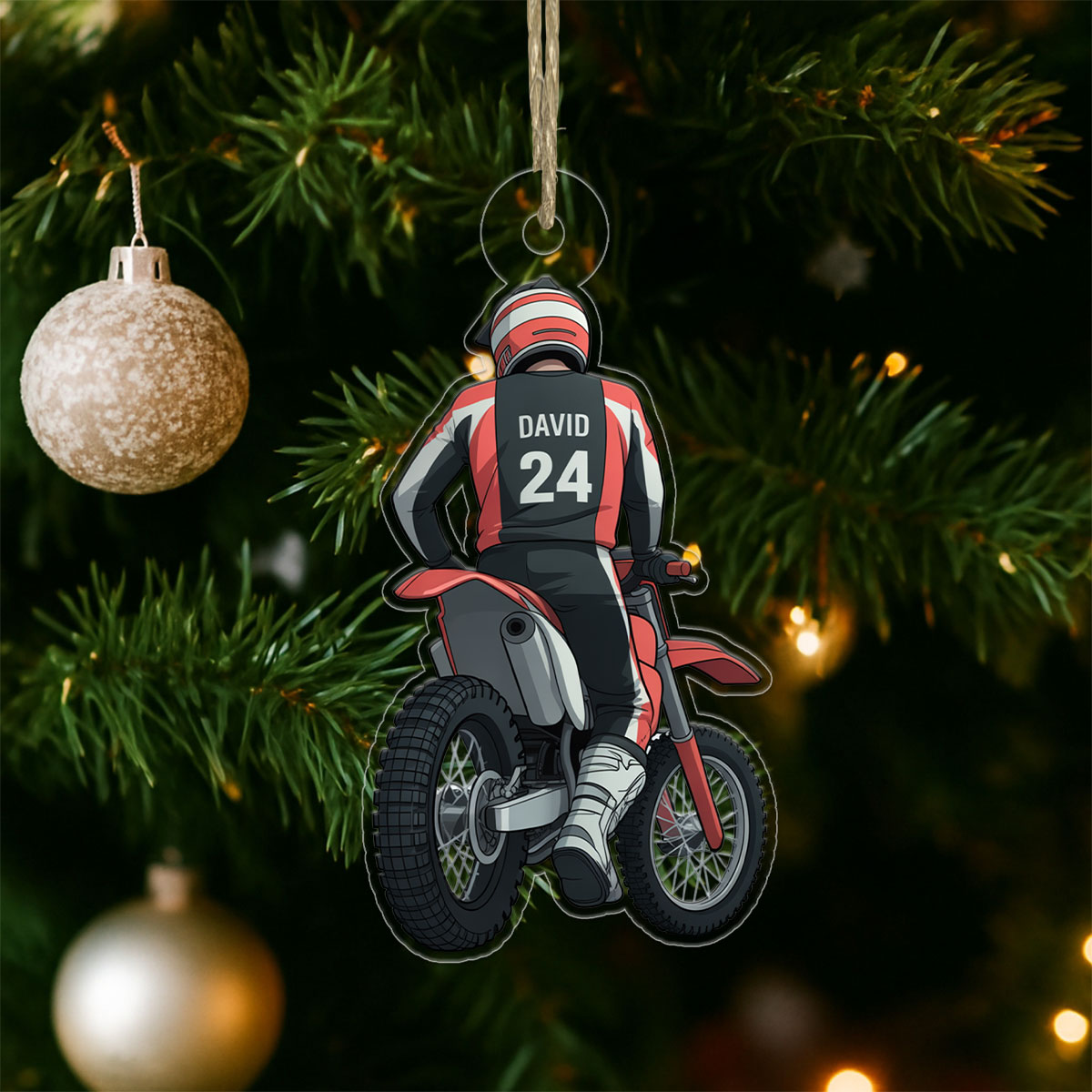 Custom Name  Biker Racer Acrylic Ornament Christmas Gift