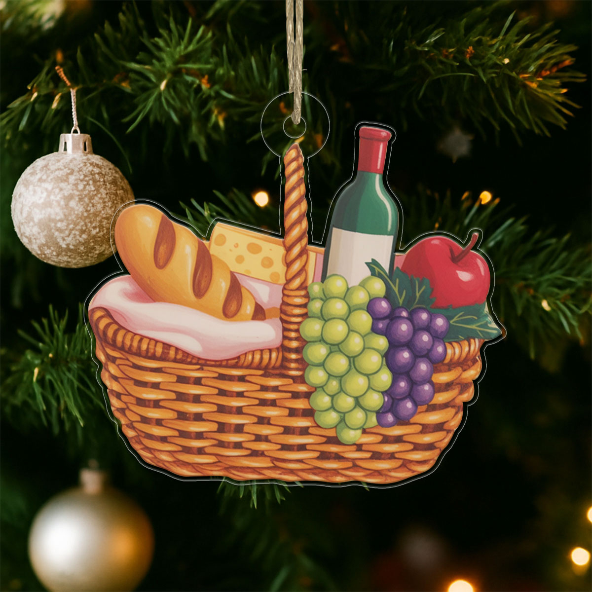 Custom Name Picnic Basket  Picnic Basket Decorative Acrylic Ornament Christmas Gift