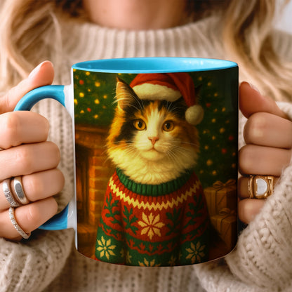 Custom Photo Cat Christmas Oufit Mug