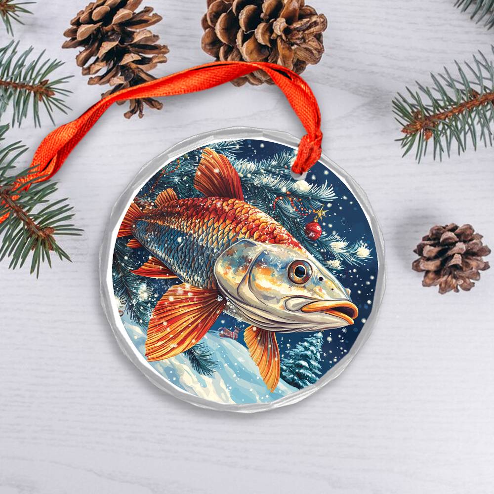 Beautiful Angus Tarpon Fish Christmas Night Design 1 Glass Ornament