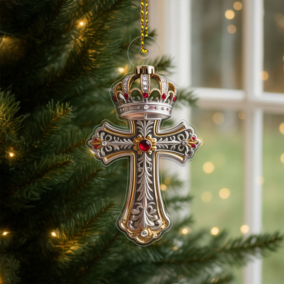 Cross And Crown 1 Acrylic Ornament Christmas Gift