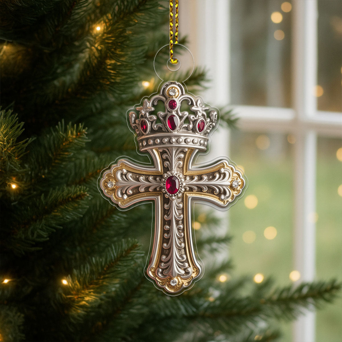 Cross And Crown Jesus Acrylic Ornament Christmas Gift