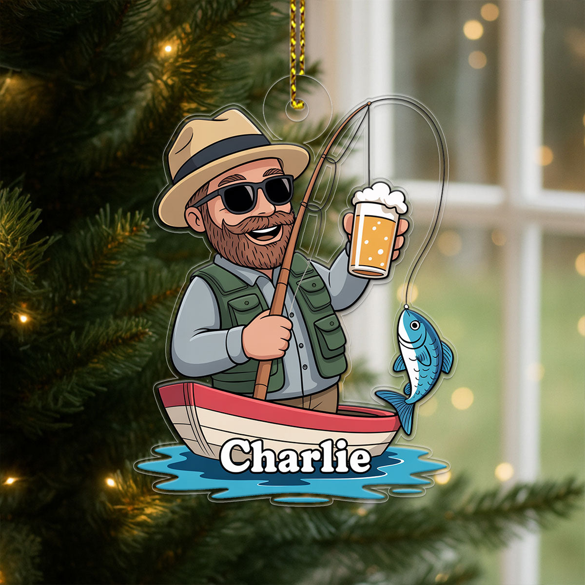 Caricature Fisherman2 Acrylic Ornament Christmas Gift